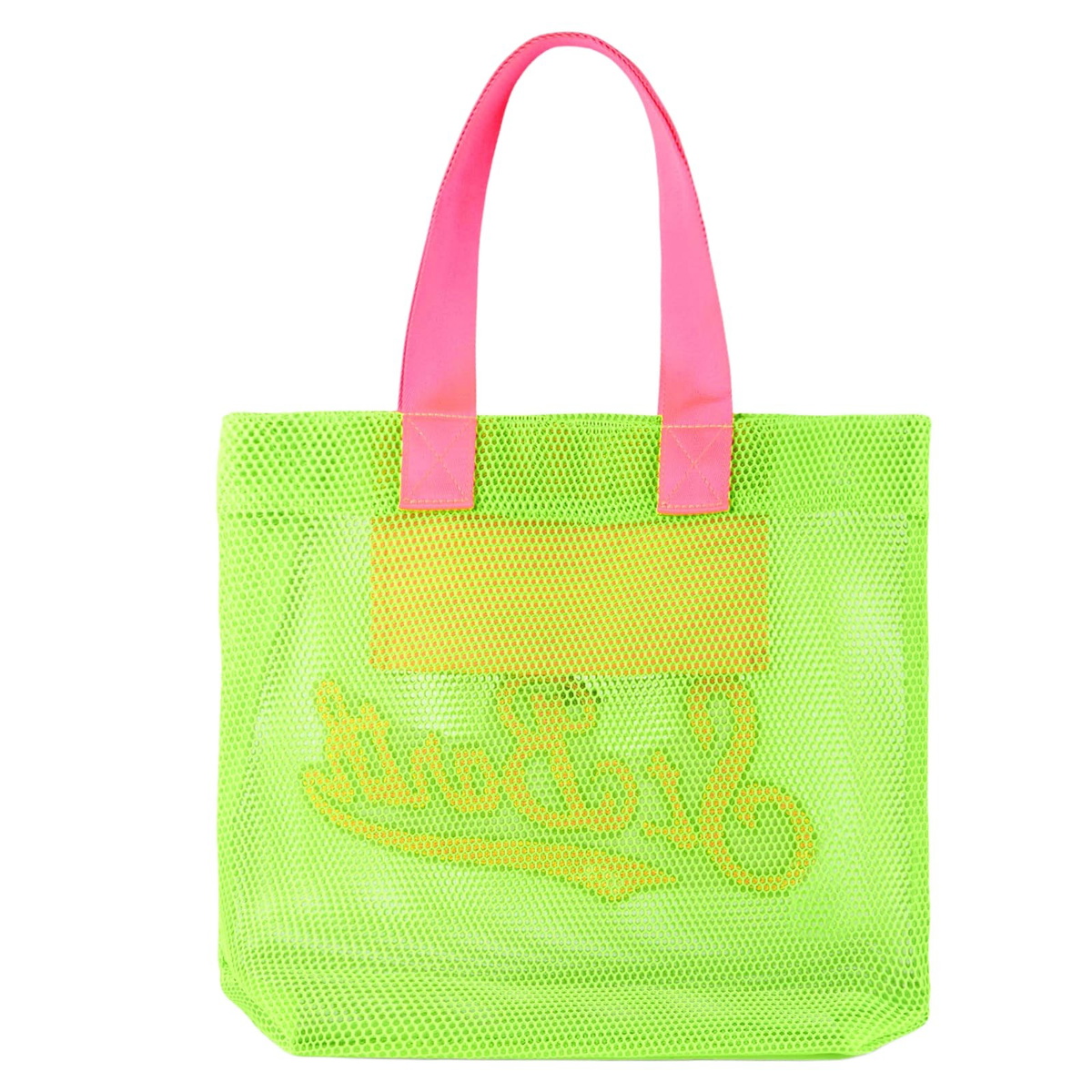 MC2 Saint Barth Mesh Green Shopper Bag With Front Terry Patch