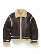 BODE - Leather-Trimmed Shearling Jacket - Brown