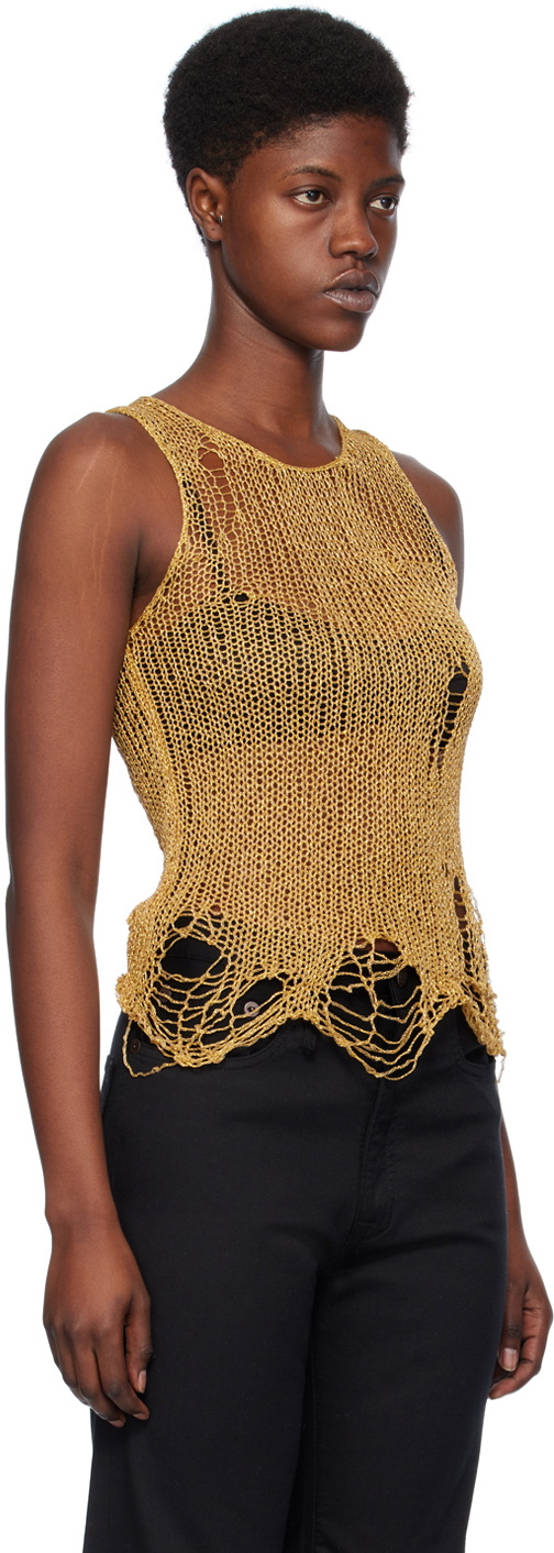 R13 Gold Distressed Tank Top R13