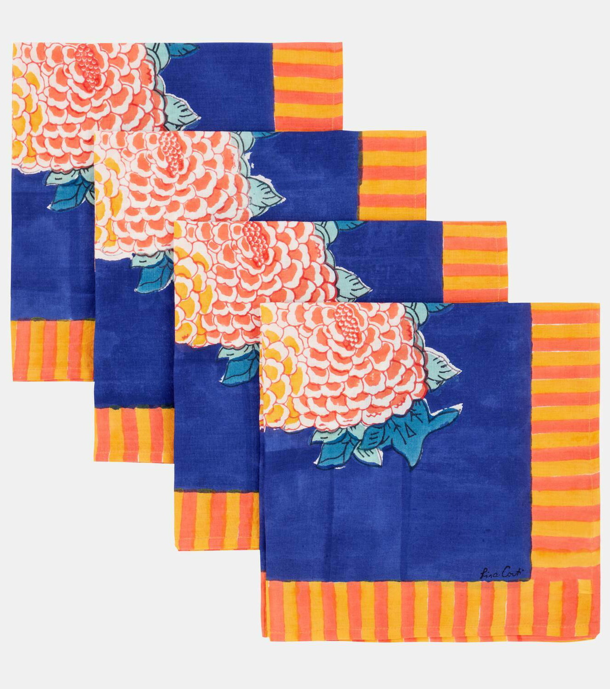Lisa Corti Arabesque Corolla set of 4 napkins