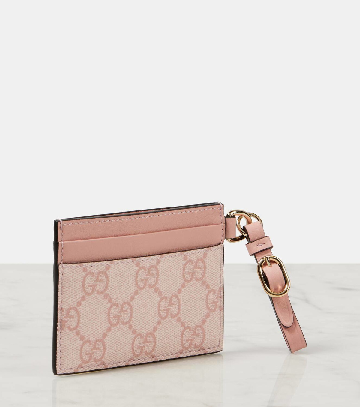 Gucci GG Canvas leather trimmed cardholder