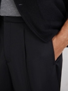 Officine Générale - Drew Tapered Pleated Wool-Twill Trousers - Black