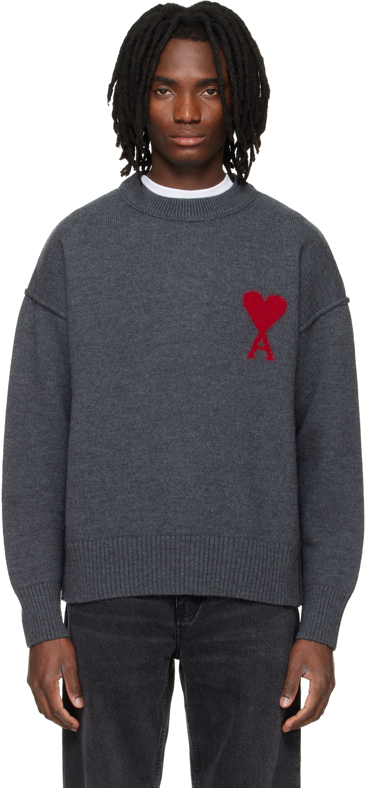 AMI Paris Red Ami de Cœur Cardigan AMI