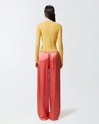 Pinko Open Ribbed Sweater With Front Ties Rattan Yellow
