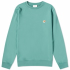 Maison Kitsuné Men's Fox Head Patch Regular Crew Sweat in Teal Grey