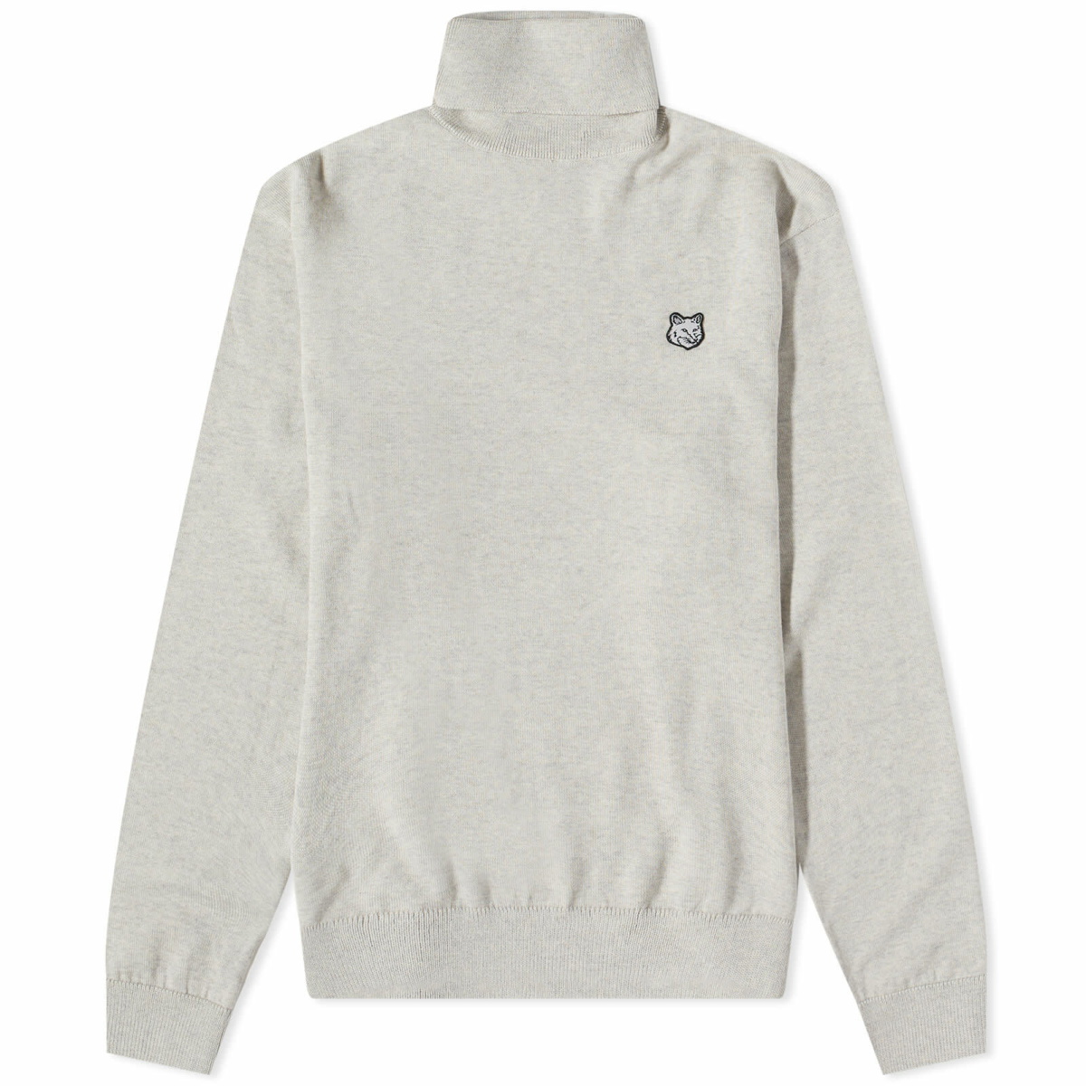 Maison Kitsuné Men's Baby Fox Patch Cosy Crew Knit in Beige Maison