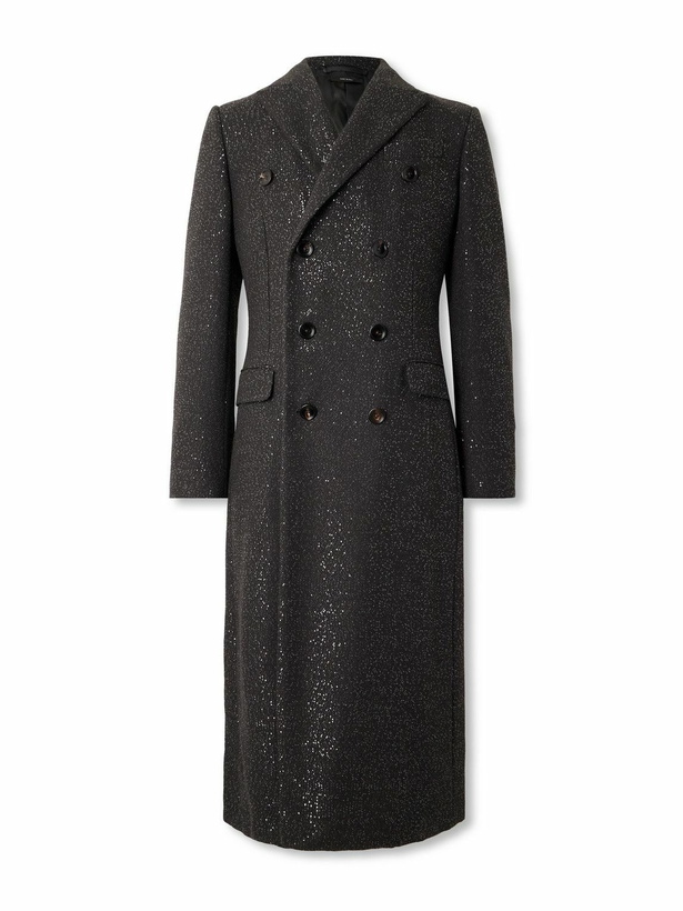 Photo: TOM FORD - Double-Breasted Sequin-Embellished Wool-Blend Twill Coat - Brown