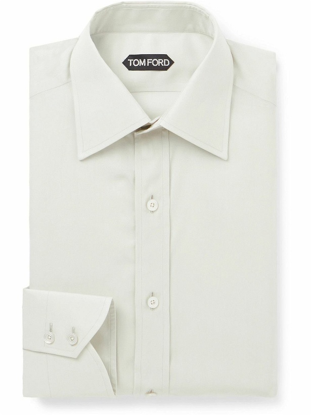 Photo: TOM FORD - Cutaway-Collar Lyocell-Blend Poplin Shirt - White