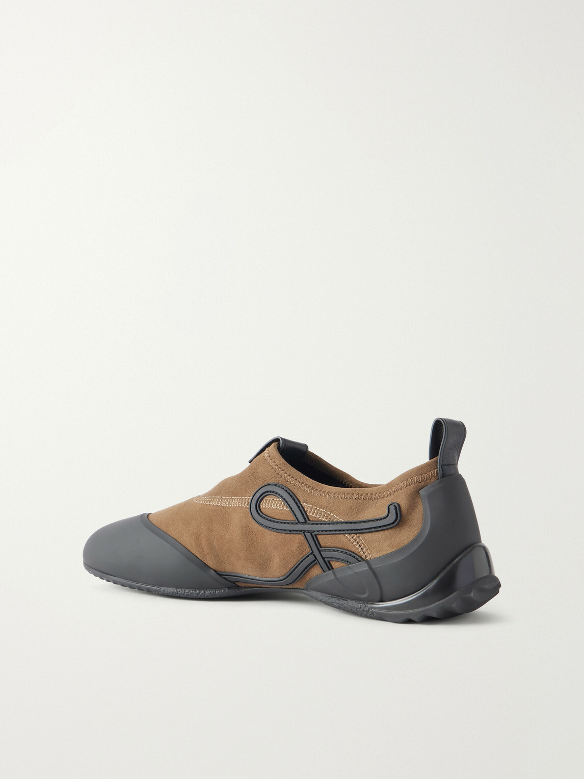 LOEWE - Grip Aqua Rubber-Trimmed Stretch Suede Sneakers - Brown