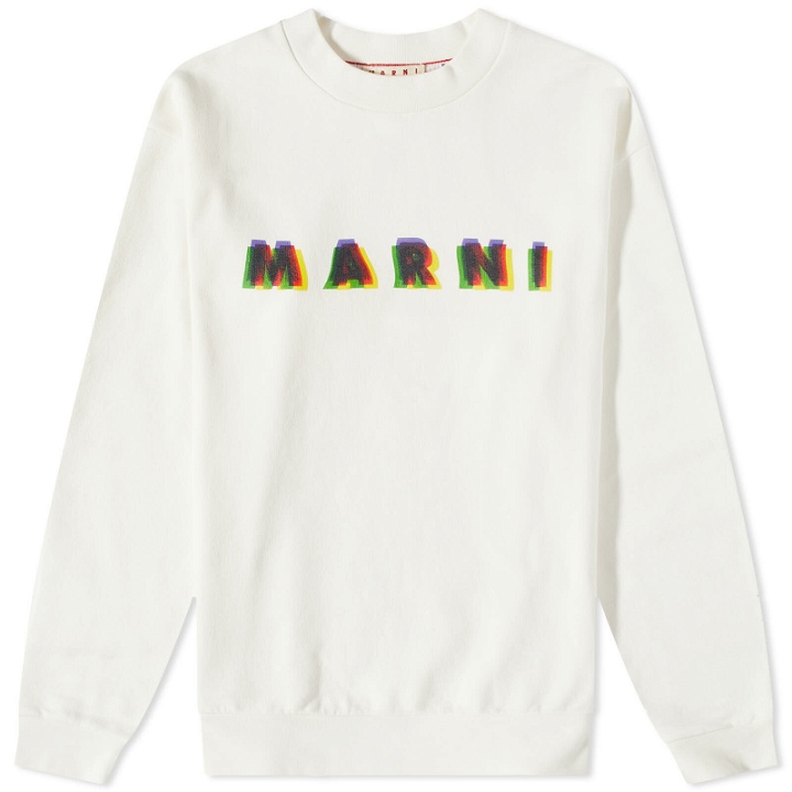 Photo: Marni Men's Logo Crew Neck Sweatshirt in Stone White