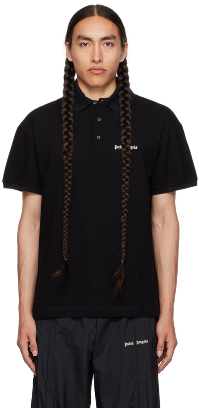 Photo: Palm Angels Black Embroidered Polo