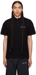 Palm Angels Black Embroidered Polo