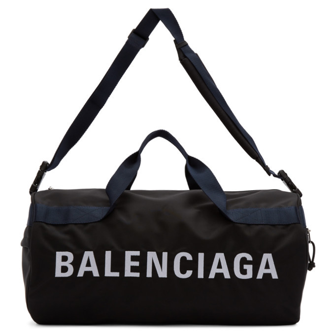 Balenciaga Black and Navy Wheel Gym Bag Balenciaga