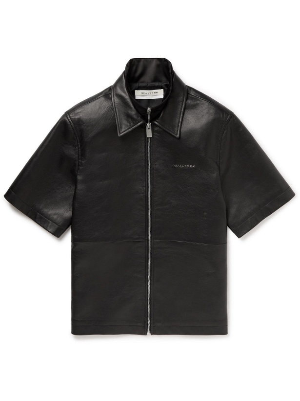 Photo: 1017 ALYX 9SM - Layered Leather and Satin Zip-Up Shirt - Black