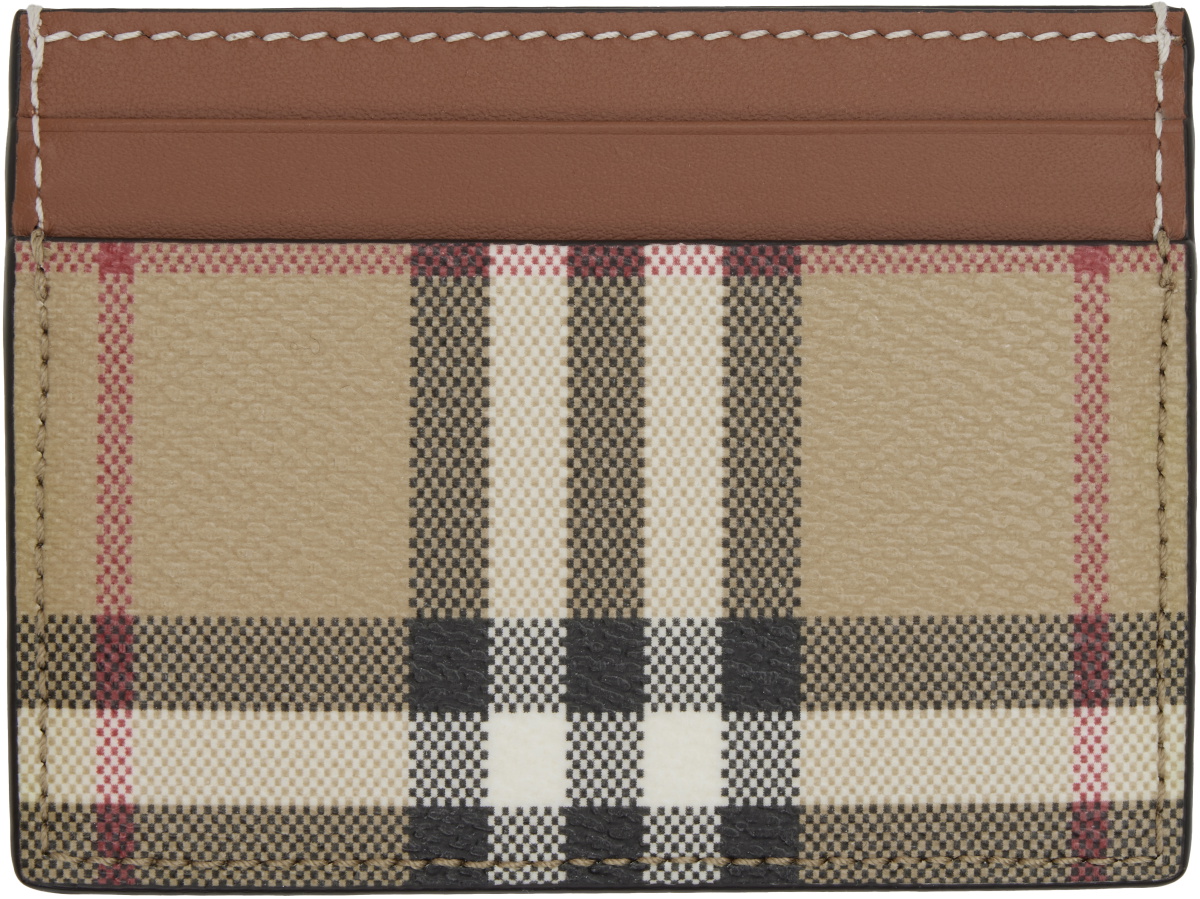 Burberry Beige & Brown Check Case Card Holder