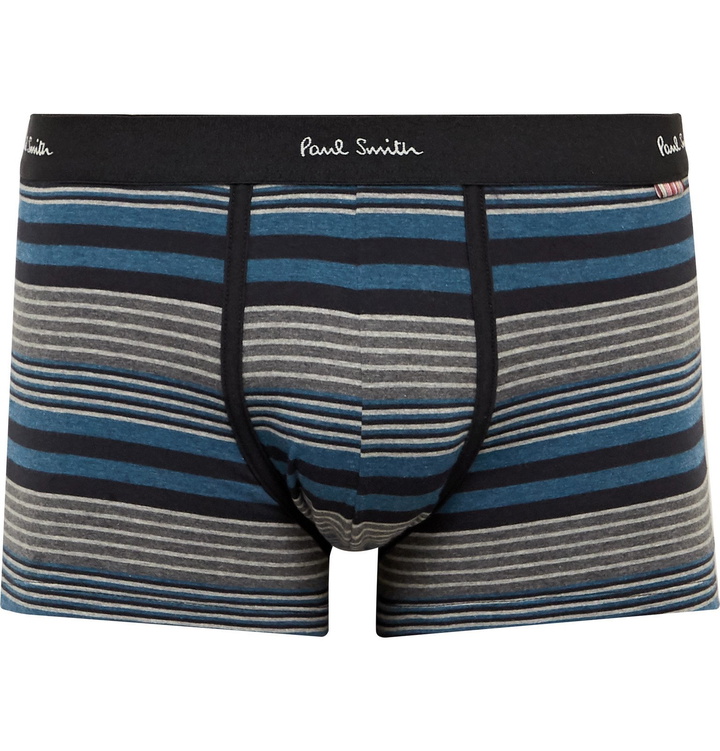 Photo: Paul Smith - Striped Stretch-Cotton Boxer Briefs - Blue