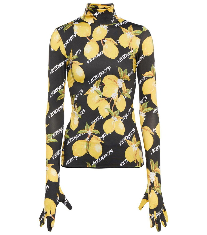 Photo: Vetements Printed jersey turtleneck top with gloves