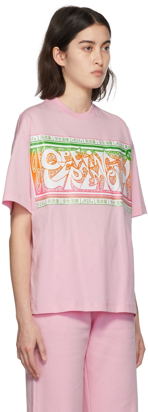 Opening Ceremony Pink Crazy Letter Label T-Shirt
