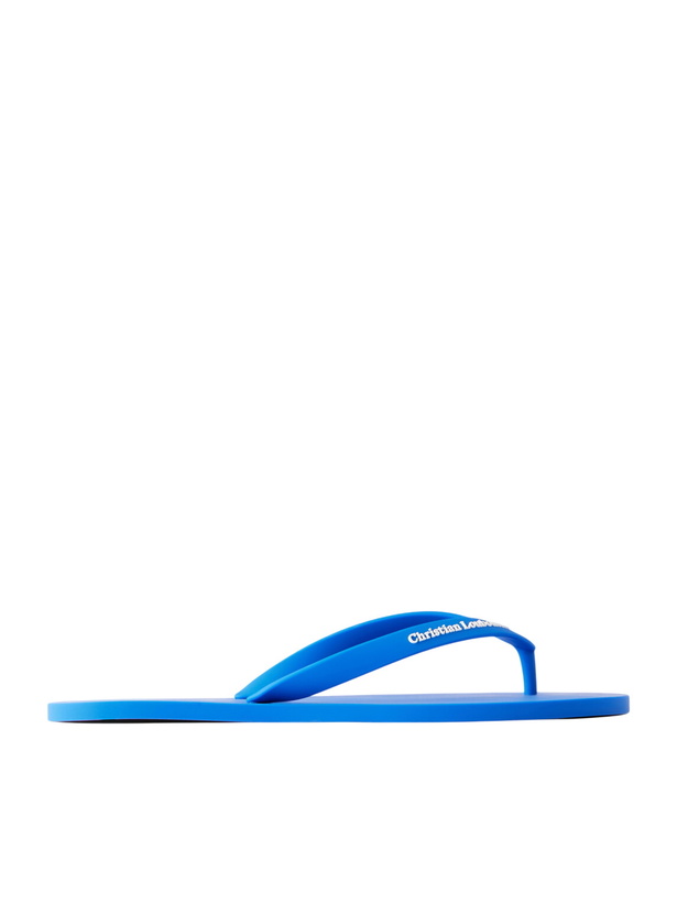 Photo: Christian Louboutin - Logo-Embossed Rubber Flip Flops - Blue