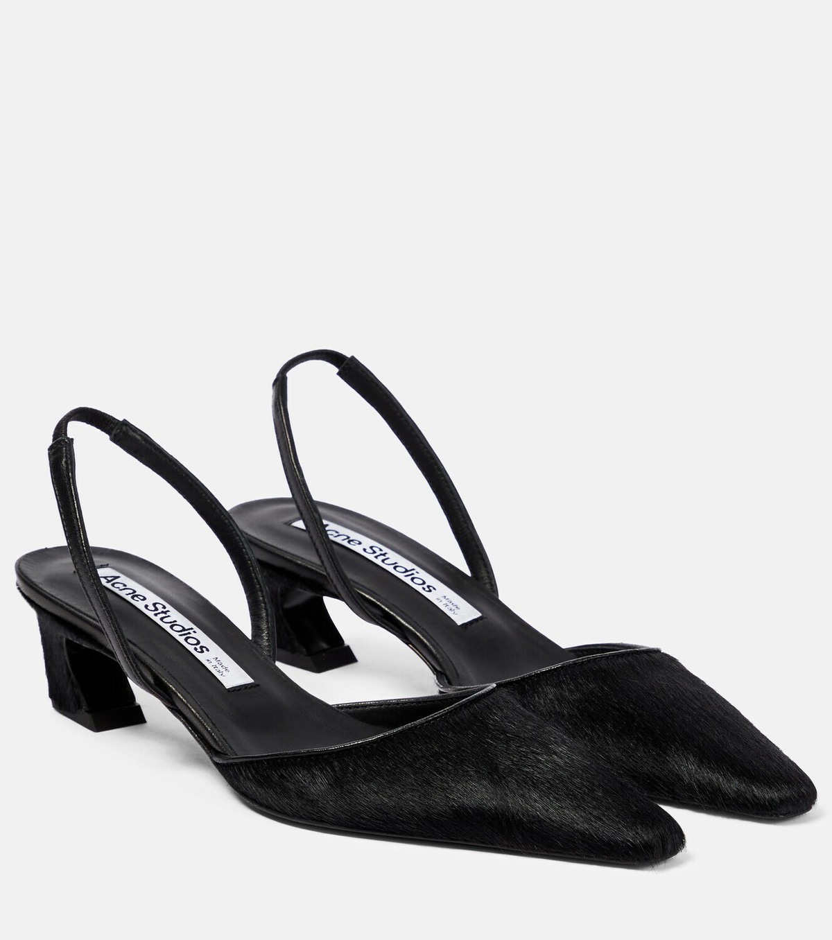 Acne Studios - Leather-trimmed fur slingback pumps Acne Studios