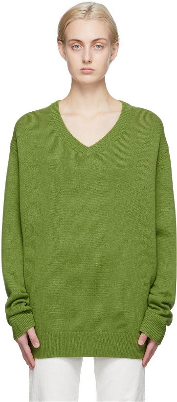 Photo: 6397 Green Classic V-Neck Sweater