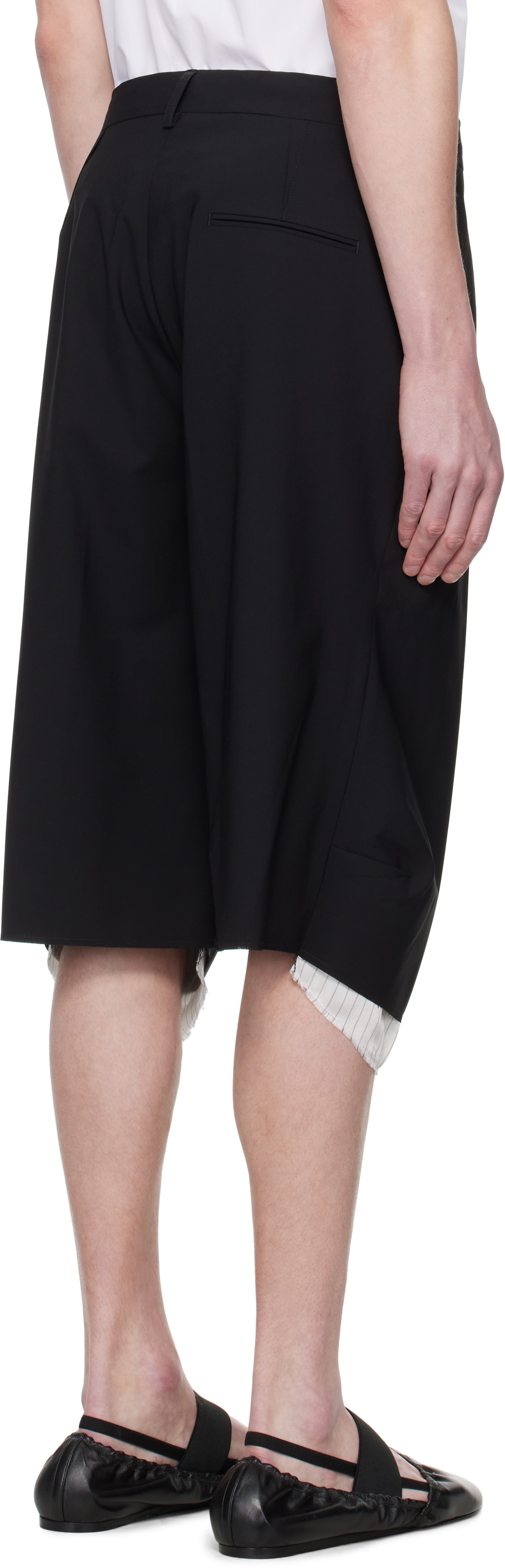 ALAINPAUL Black Knee Tailored Shorts