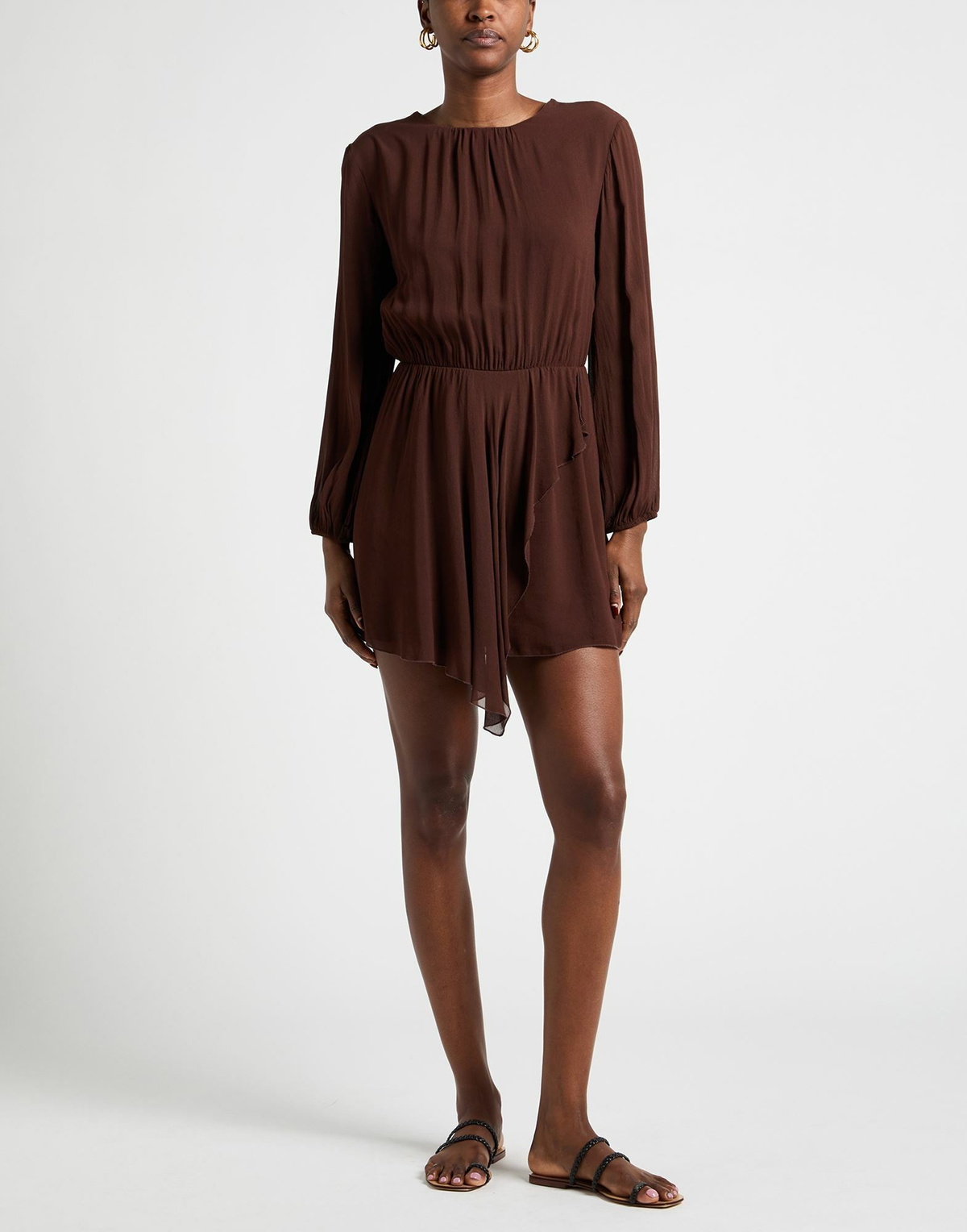 Manila Grace Womens Mini dress Chocolate in Brown