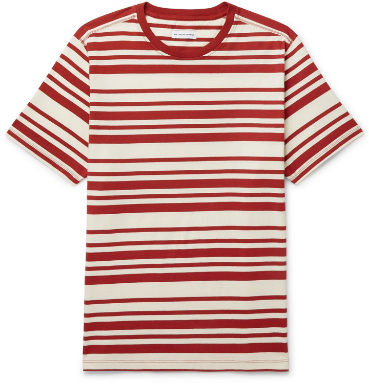 Photo: Pop Trading Company - Logo-Print Striped Cotton-Jersey T-Shirt - Red