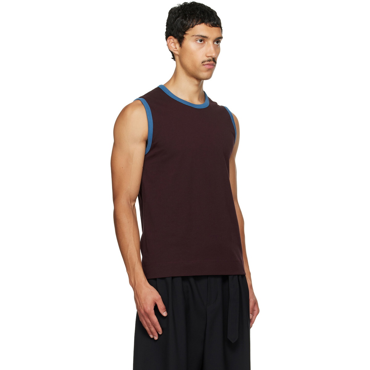 Dries Van Noten Brugundy Cotton Tank Top