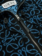 Loewe - Logo-Jacquard Fleece Hooded Jacket - Blue