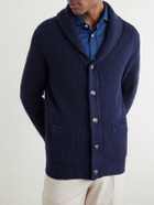 Brunello Cucinelli - Shawl-Collar Ribbed Cotton Cardigan - Blue