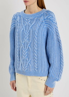 Free People Frankie Cable-knit Cotton Jumper Blue
