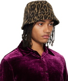 Lanvin Brown Leopard Print Reversible Bucket Hat