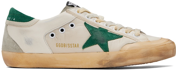 Photo: Golden Goose Off-White & Green Super-Star Sneakers