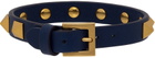Valentino Garavani Navy Leather Studded Bracelet