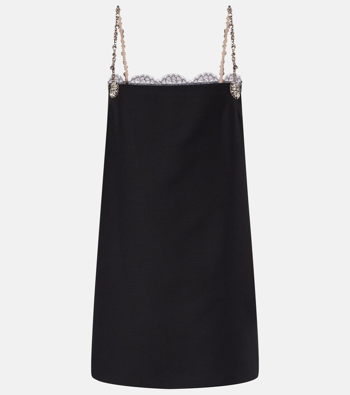 Valentino Crepe Couture embellished lace-trimmed minidress