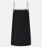 Valentino Crepe Couture embellished lace-trimmed minidress