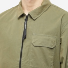C.P. Company Men's Arm Lens Zip Overshirt in Bronze Green