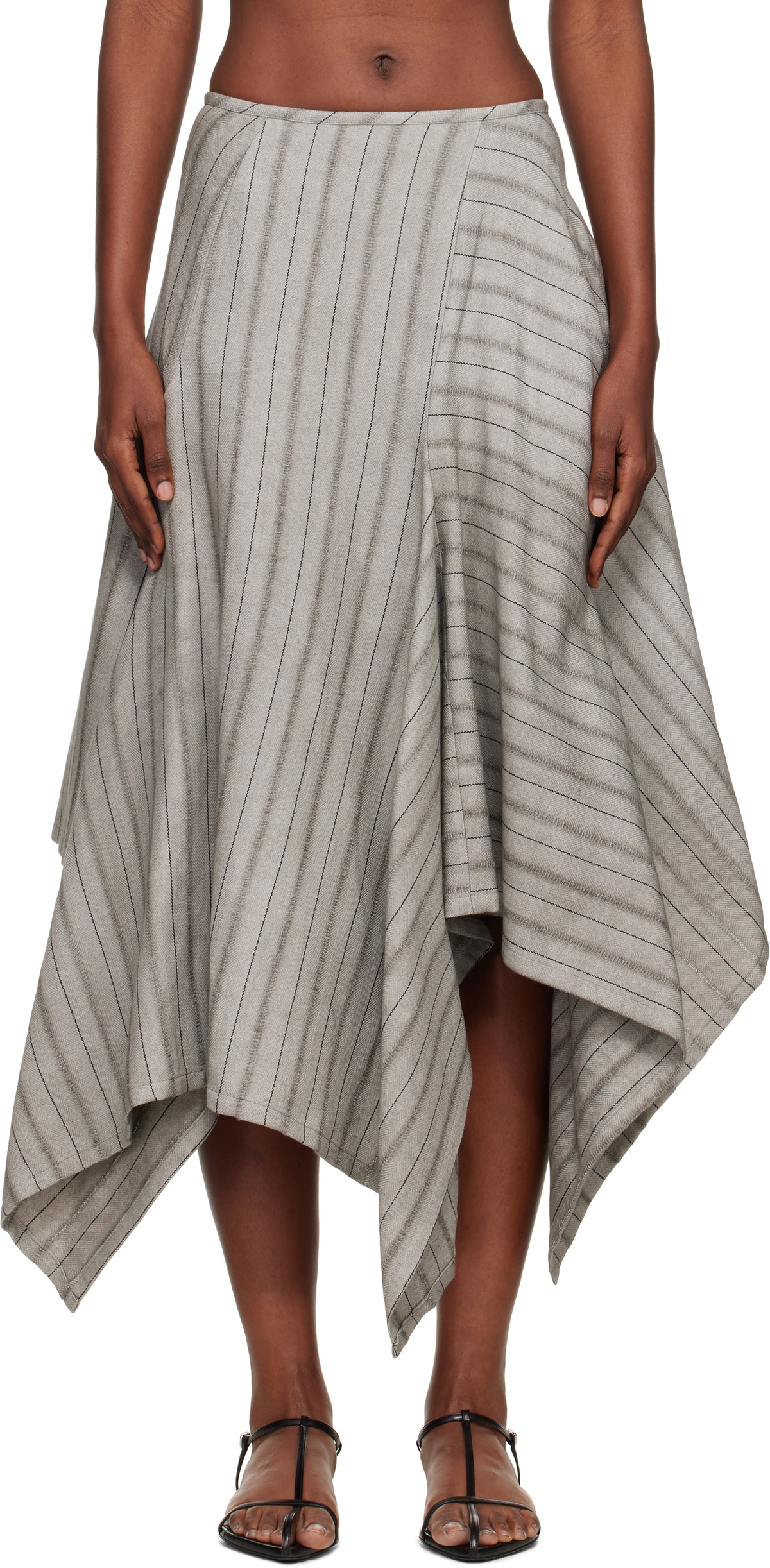 YOHJI YAMAMOTO Gray Asymmetric Midi Skirt