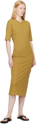 AMI Paris Khaki Cotton Short Sleeve Maxi Dress