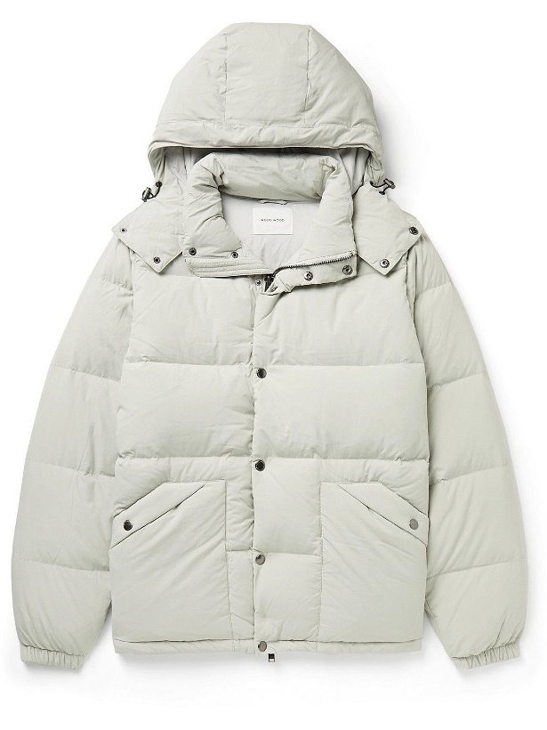 Photo: Wood Wood - Vitus Padded Quilted Shell Hooded Down Jacket - Gray