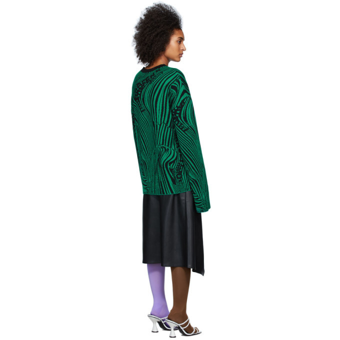 Rokh Black and Green Wool Psychedelic Sweater Rokh