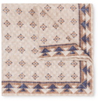 Brunello Cucinelli - Reversible Printed Linen and Cotton-Blend Pocket Square - Men - Beige