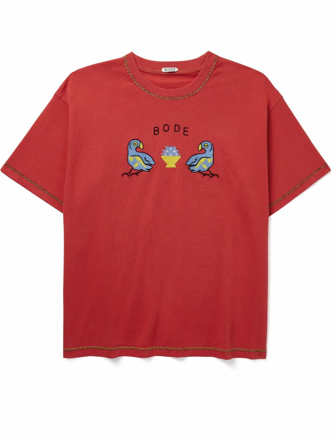 BODE - Twin Parakeet Logo-Embroidered Cotton-Jersey T-Shirt