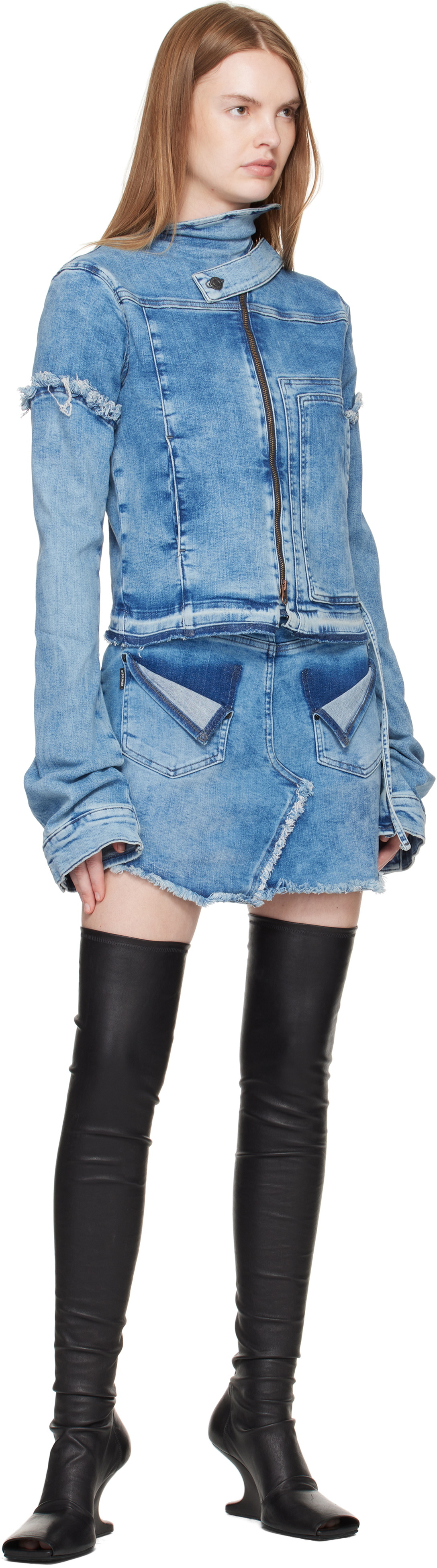 Ottolinger Blue Drape Collar Denim Jacket