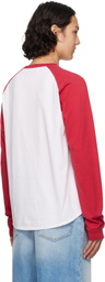 AMBUSH White & Red Raglan Long Sleeve T-shirt