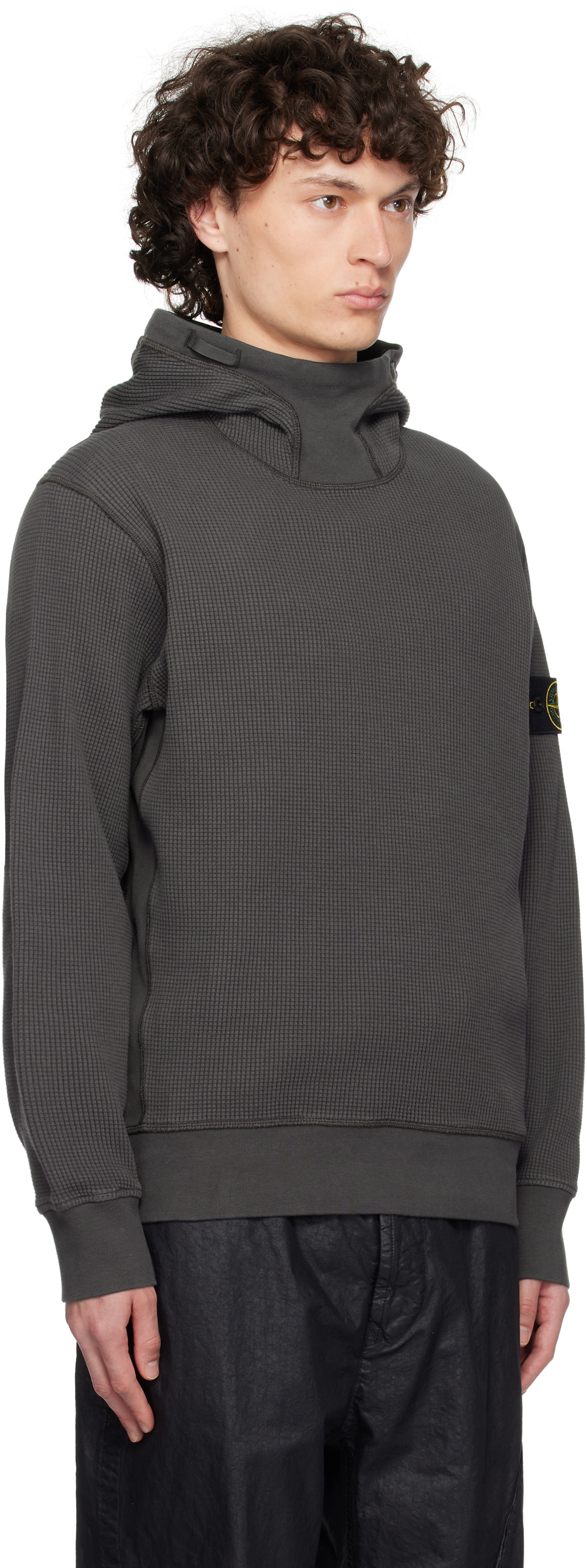 【関税&送料込】Stone  Organic Cotton Fleece Black 6100643 ORGANIC COTTON FLEECE Sweatshirt with patch