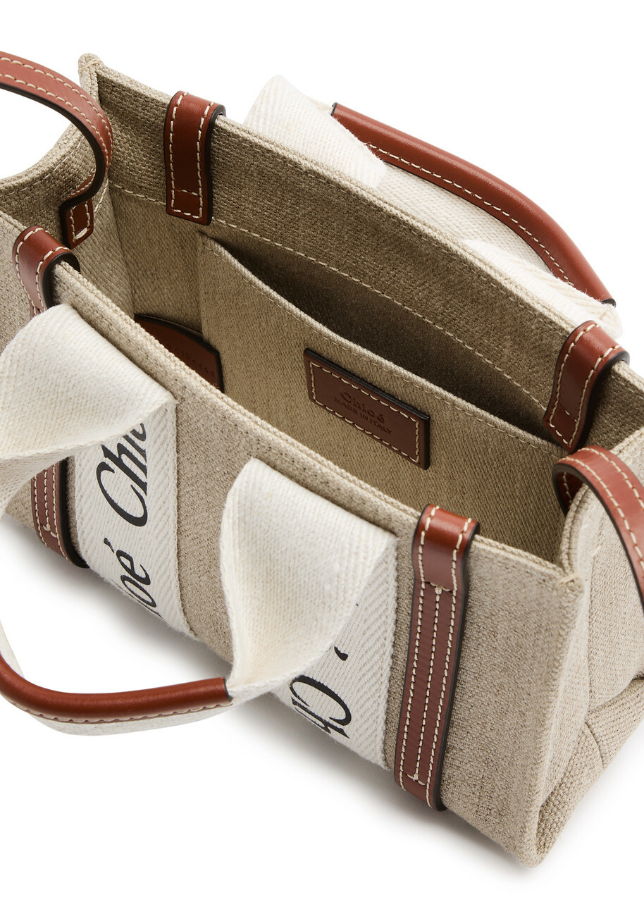 Chloe Woody Mini Canvas Tote - White - One Size