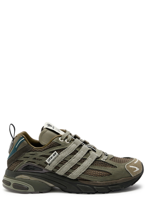 Photo: Adidas X Song For The Mute Adistar Cushion Panelled Mesh Sneakers Khaki