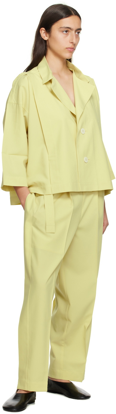 132 5. ISSEY MIYAKE Yellow Flat Tuck Jacket